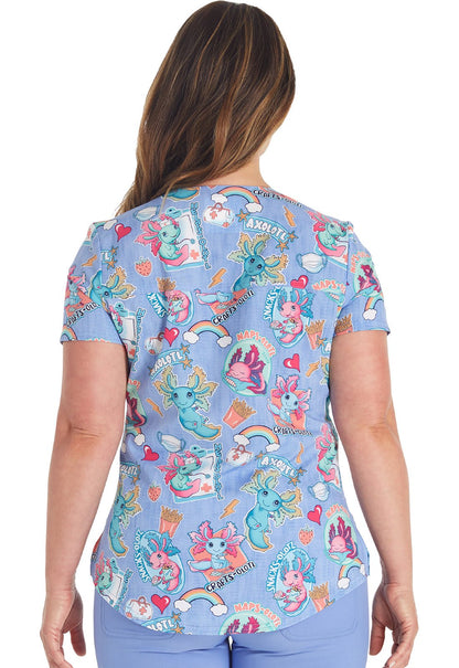 Awesome Axolotls Cherokee Print Tuckable V Neck Scrub Top CK664 AWAX - Scrubs Select