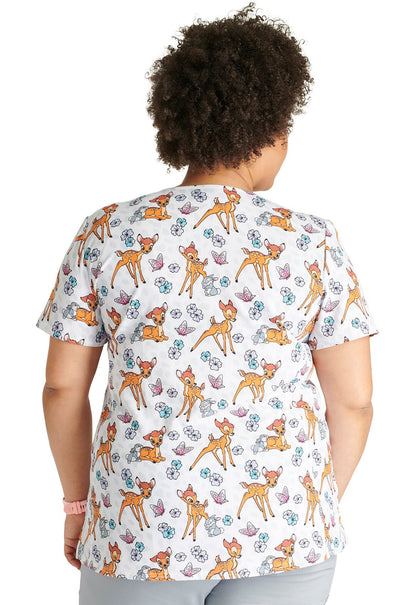 Bambi Cherokee Tooniforms Disney V Neck Scrub Top TF772 BAFO - Scrubs Select
