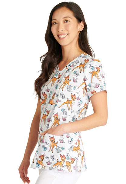 Bambi Cherokee Tooniforms Disney V Neck Scrub Top TF772 BAFO - Scrubs Select