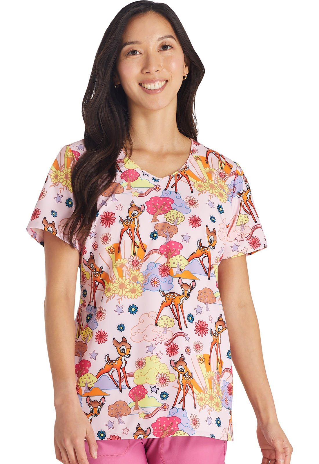 Bambi Cherokee Tooniforms Licensed Disney V Neck Scrub Top TF626 BAGC - Scrubs Select