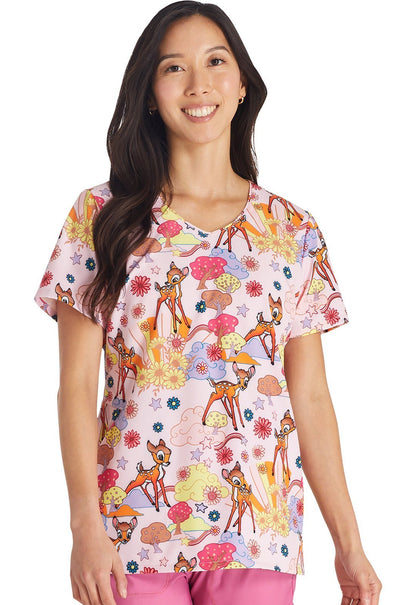 Bambi Cherokee Tooniforms Licensed Disney V Neck Scrub Top TF626 BAGC - Scrubs Select