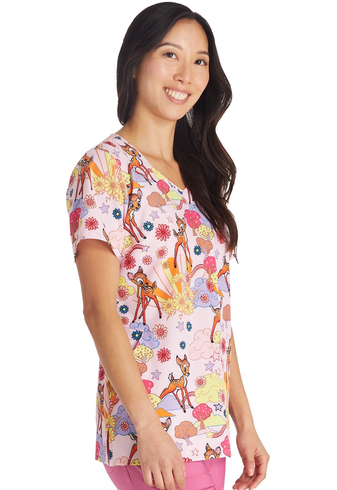 Bambi Cherokee Tooniforms Licensed Disney V Neck Scrub Top TF626 BAGC - Scrubs Select