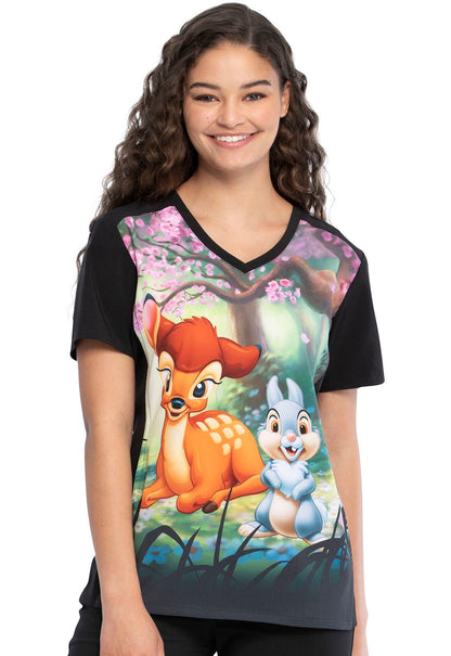 Bambi Tooniforms Licensed Disney V Neck Scrub Top TF637 BAFP - Scrubs Select
