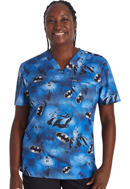 Batman Cherokee Tooniforms DC Comics Unisex V Neck Scrub Top TF688 DMSN - Scrubs Select