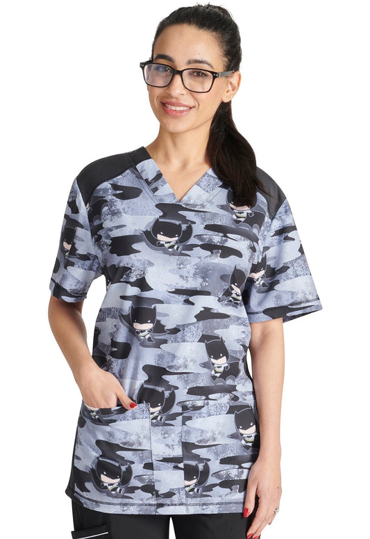 Batman Cherokee Tooniforms Unisex V Neck Scrub Top TF759 DMCU - Scrubs Select