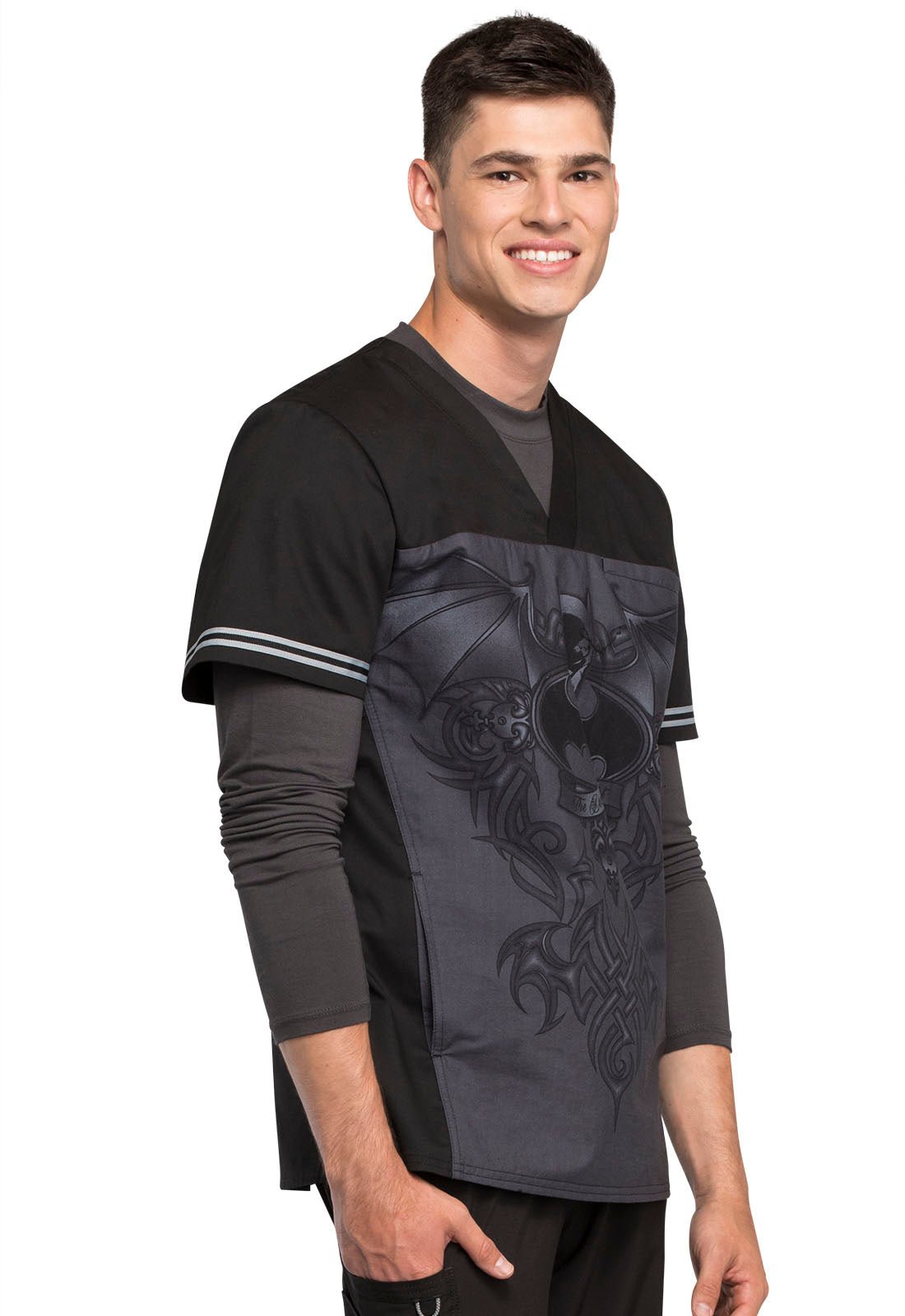 Batman Tooniforms DC Comics Men's V Neck Scrub Top TF707 DMOO - Scrubs Select