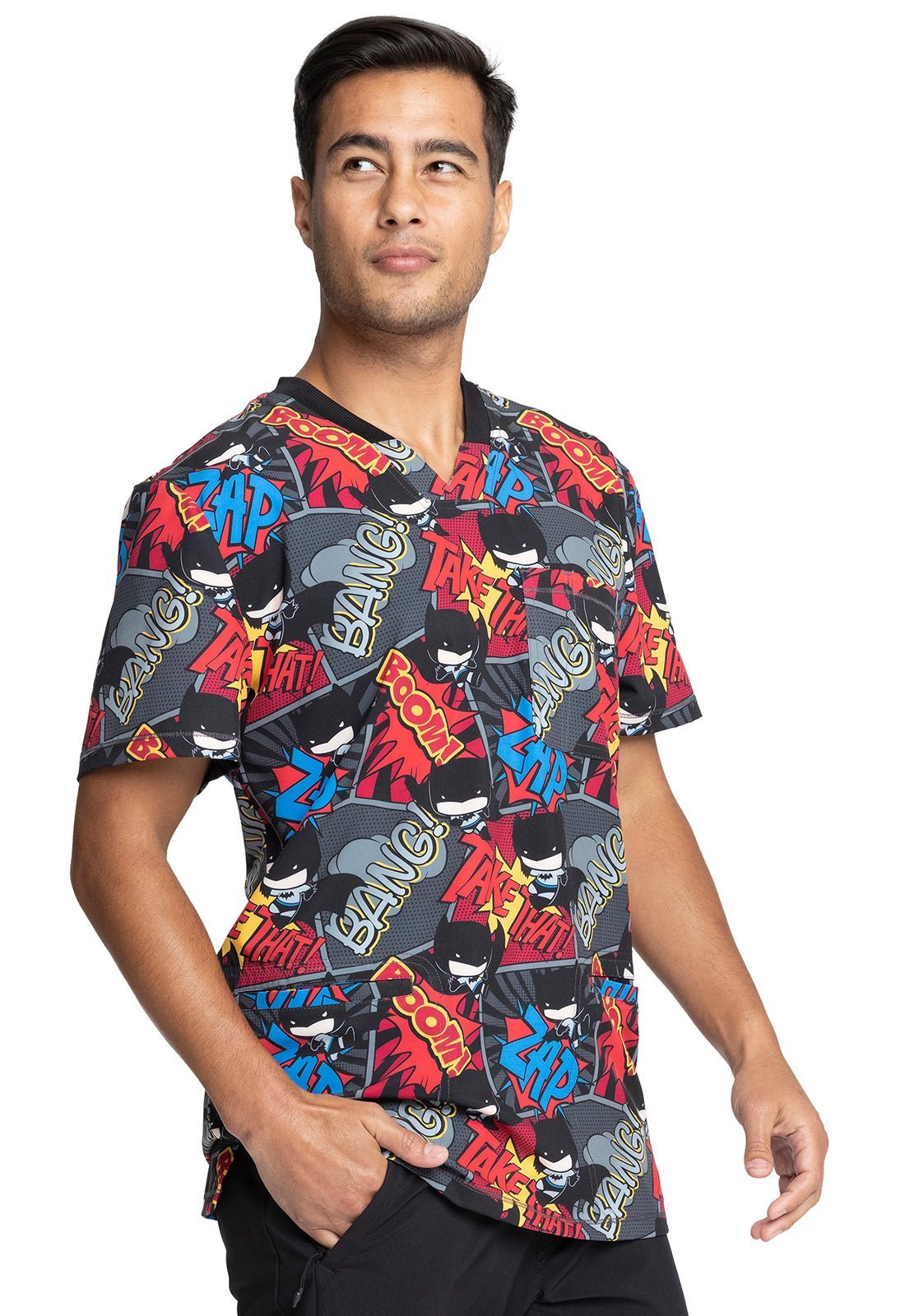 Batman Tooniforms DC Comics Men's V Neck Scrub Top TF725 DMKW - Scrubs Select
