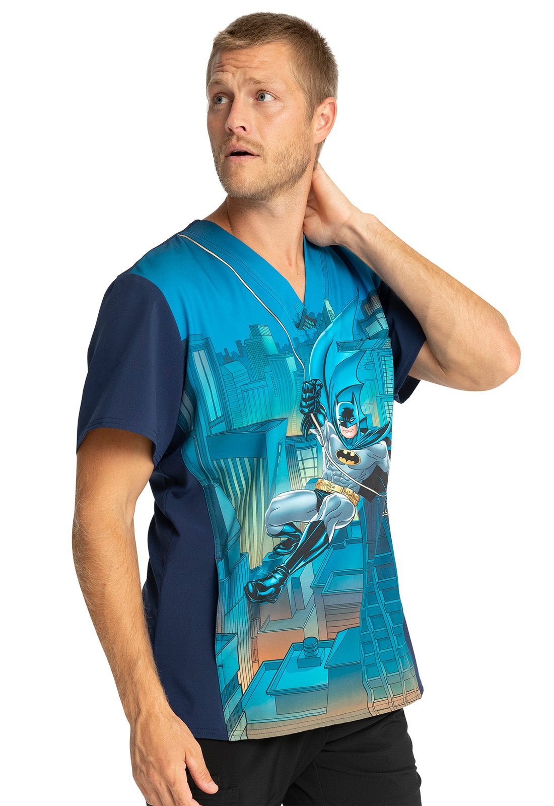 Batman Tooniforms DC Men's V Neck Scrub Top TF700 DMWG - Scrubs Select