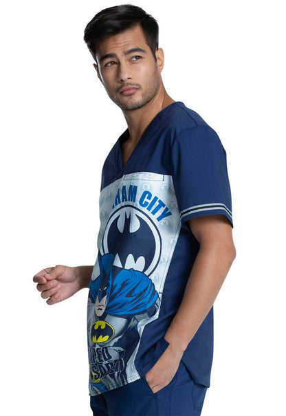 Batman Tooniforms Licensed DC Comics Men's V Neck Scrub Top TF702 DMGC - Scrubs Select