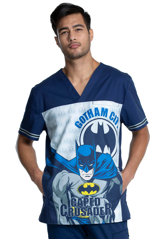 Batman Tooniforms Licensed DC Comics Men's V Neck Scrub Top TF702 DMGC - Scrubs Select