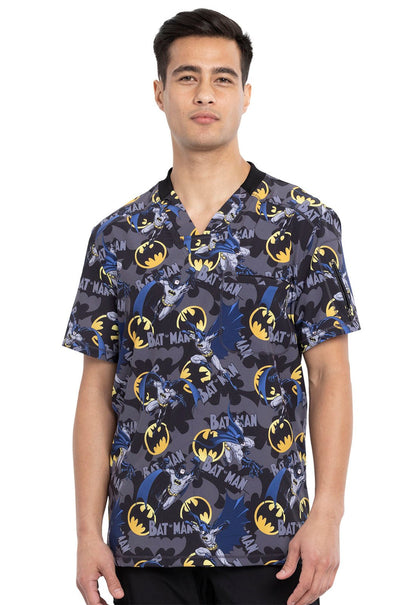Batman Tooniforms Licensed Men's V-Neck Scrub Top TF730 DMDM - Scrubs Select
