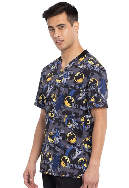 Batman Tooniforms Licensed Men's V-Neck Scrub Top TF730 DMDM - Scrubs Select