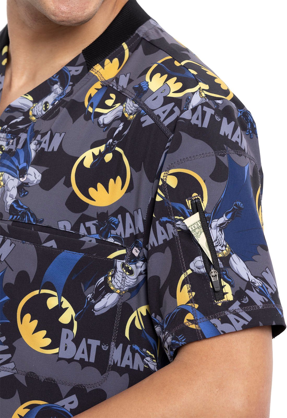 Batman Tooniforms Licensed Men's V-Neck Scrub Top TF730 DMDM - Scrubs Select