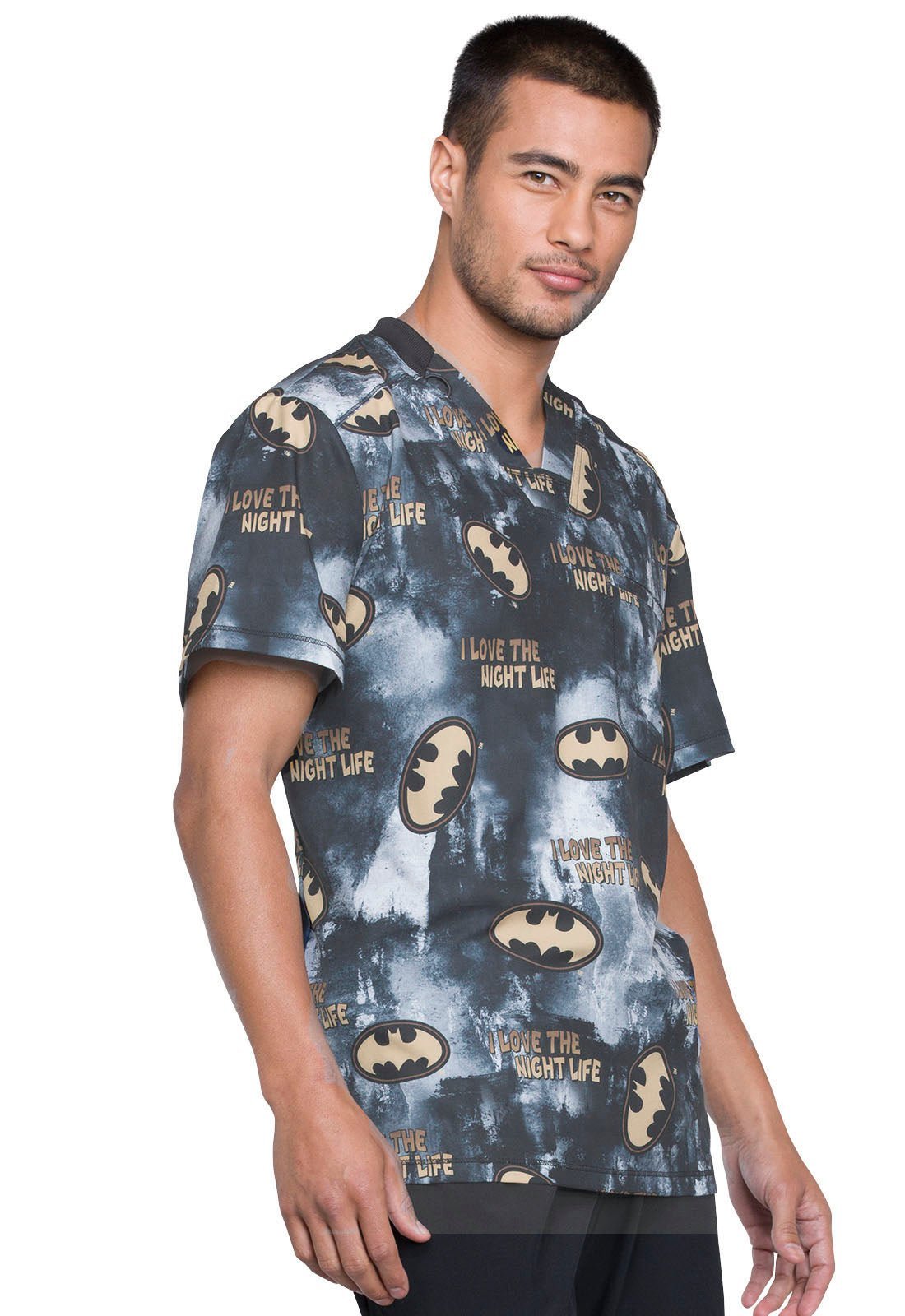 Batman Tooniforms Licensed Men's V - Neck Scrub Top TF730 DMKL - Scrubs Select