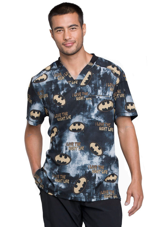 Batman Tooniforms Licensed Men's V - Neck Scrub Top TF730 DMKL - Scrubs Select