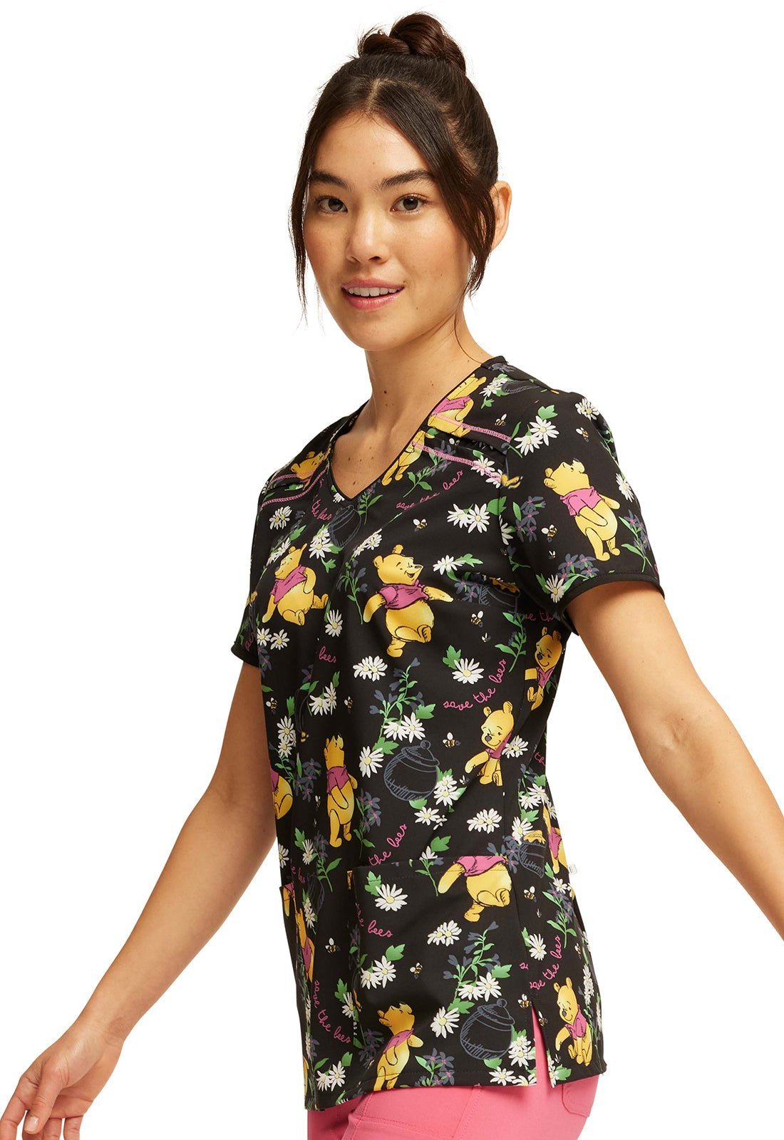 Bee Rescue Tooniforms Licensed Disney Winnie The Pooh V - Neck Scrub Top TF686 PHCU - Scrubs Select