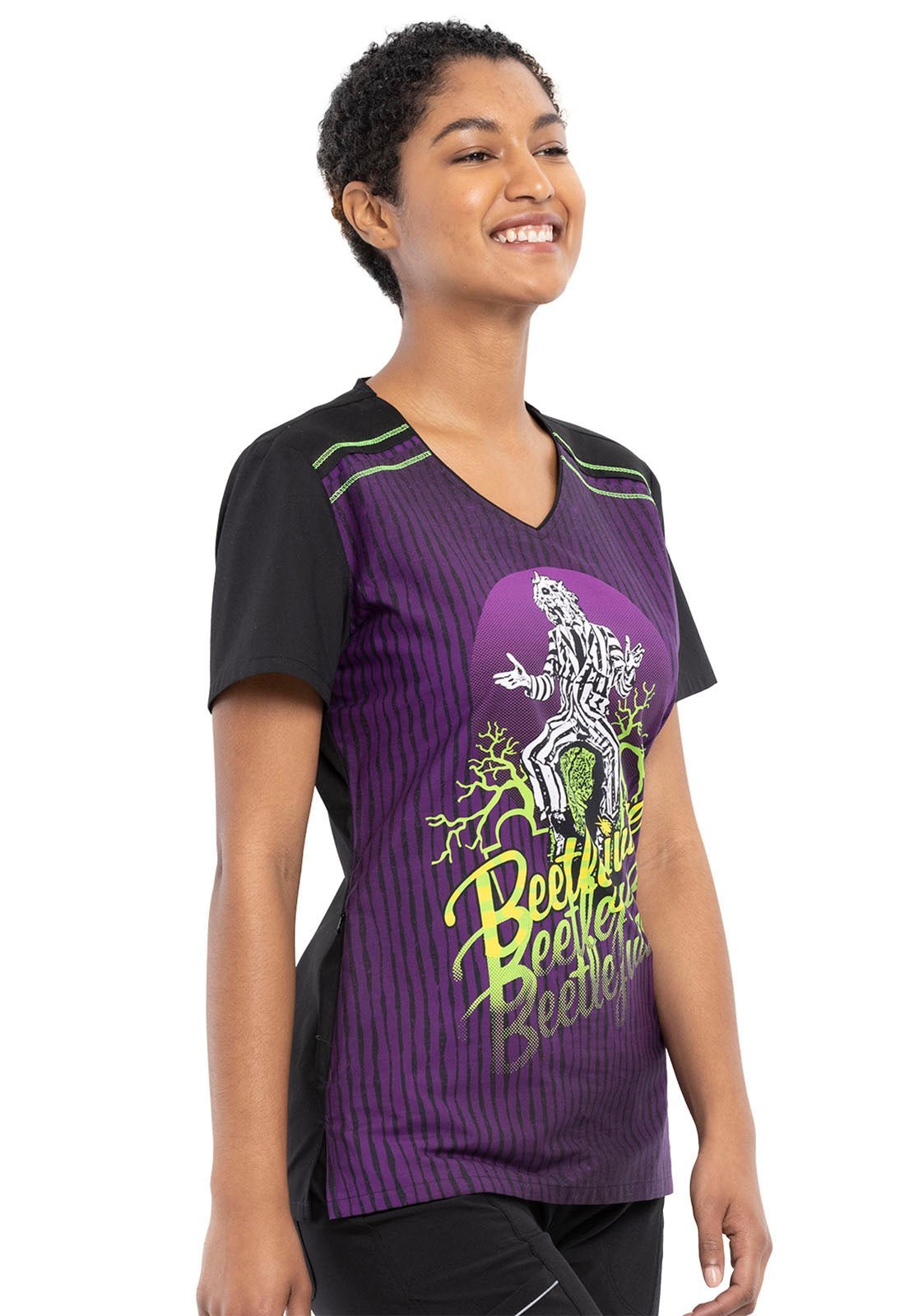 Beetlejuice Tooniforms Licensed Warner Bros V Neck Scrub Top TF694 BCIS - Scrubs Select