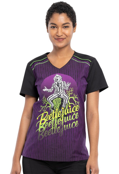 Beetlejuice Tooniforms Licensed Warner Bros V Neck Scrub Top TF694 BCIS - Scrubs Select