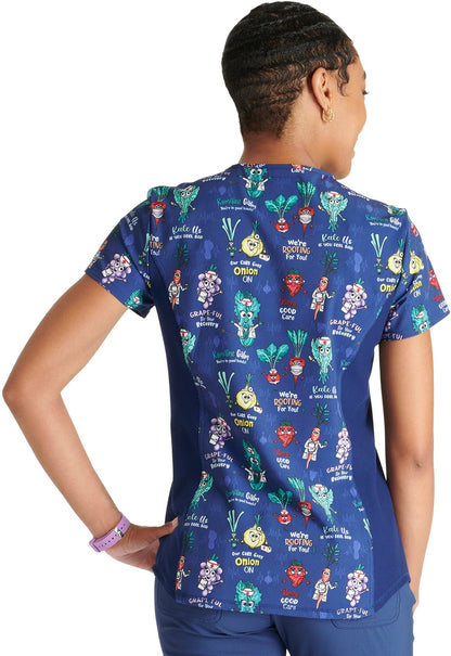 Berry Good Care Cherokee Print V Neck Scrub Top CK792 BGCR - Scrubs Select