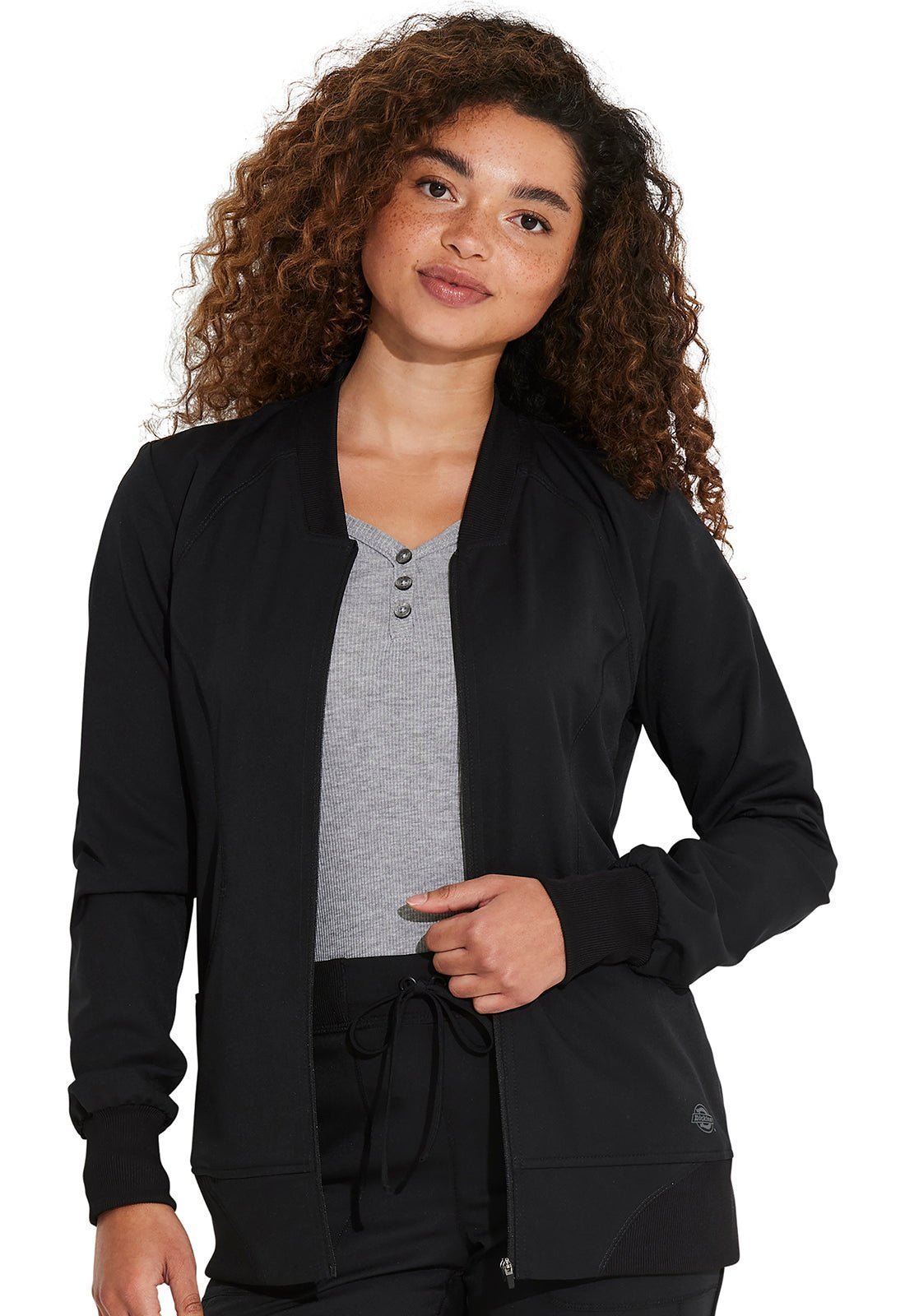 Black Dickes Dynamix Zip Front Scrub Jacket DK330 BLK - Scrubs Select
