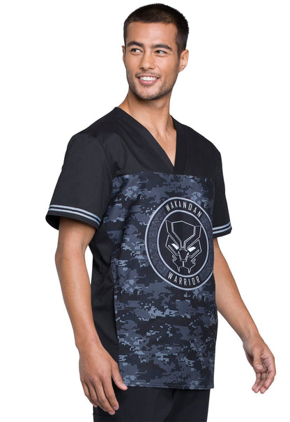 Black Panther Tooniforms Marvel Men's V Neck Scrub Top TF707 MAWW - Scrubs Select