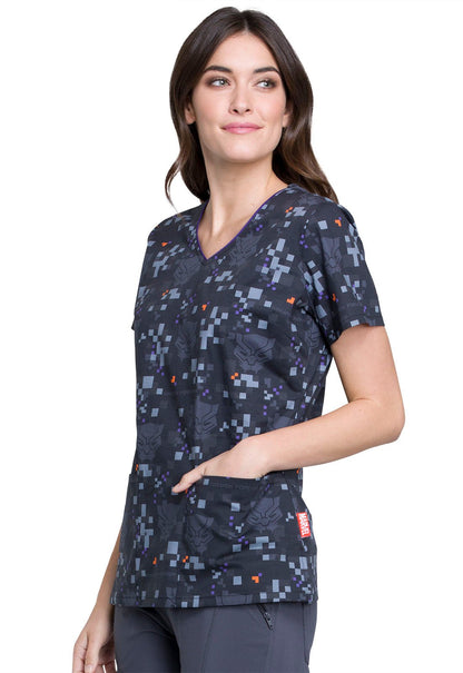 Black Panther Tooniforms Marvel V Neck Scrub Top TF614 MAWF - Scrubs Select