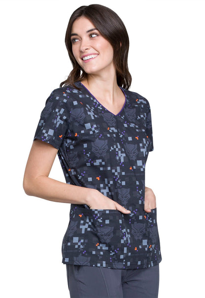 Black Panther Tooniforms Marvel V Neck Scrub Top TF614 MAWF - Scrubs Select