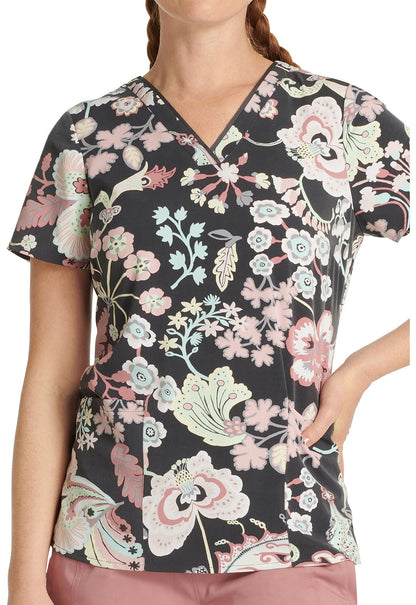 Bohemian Healing Hands Print Scrub V Neck Top 2266 BOHM - Scrubs Select