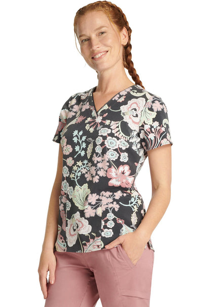 Bohemian Healing Hands Print Scrub V Neck Top 2266 BOHM - Scrubs Select