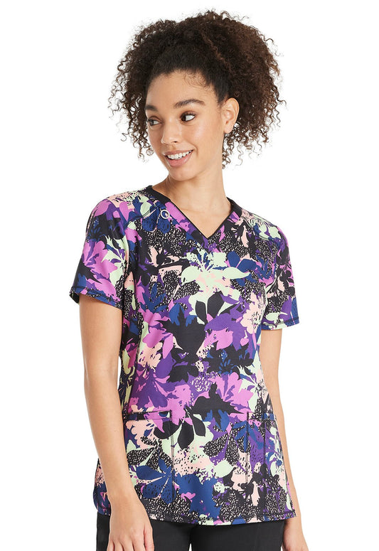 Bold Botanics Cherokee Infinity Floral Print V Neck Scrub Top CK634 BDBT - Scrubs Select