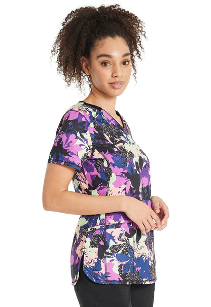 Bold Botanics Cherokee Infinity Floral Print V Neck Scrub Top CK634 BDBT - Scrubs Select