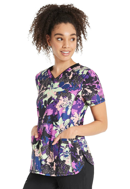 Bold Botanics Cherokee Infinity Floral Print V Neck Scrub Top CK634 BDBT - Scrubs Select