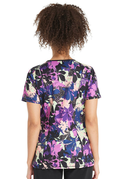 Bold Botanics Cherokee Infinity Floral Print V Neck Scrub Top CK634 BDBT - Scrubs Select