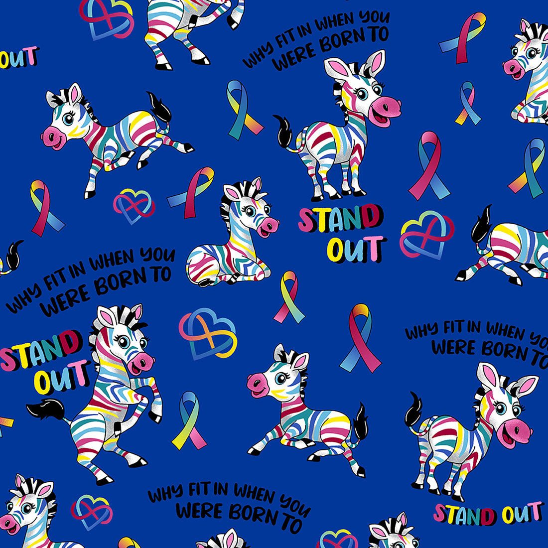 Born To Stand Out Cherokee Autism Awareness Print V Neck Scrub Top CK703 BTSO - Scrubs Select