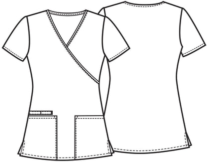 Botanics In Bloom Cherokee Floral Print Mock Wrap Scrub Top CK688 BOTB - Scrubs Select