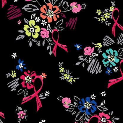 Breast Cancer Awareness Print Snap Front Scrub Jacket DK301 BUPT - Scrubs Select