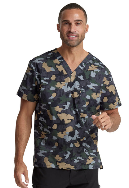 Brush Away Camo Dickies Print Men's V Neck Scrub Top DK725 BWCM - Scrubs Select