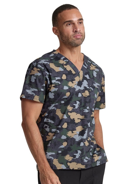 Brush Away Camo Dickies Print Men's V Neck Scrub Top DK725 BWCM - Scrubs Select