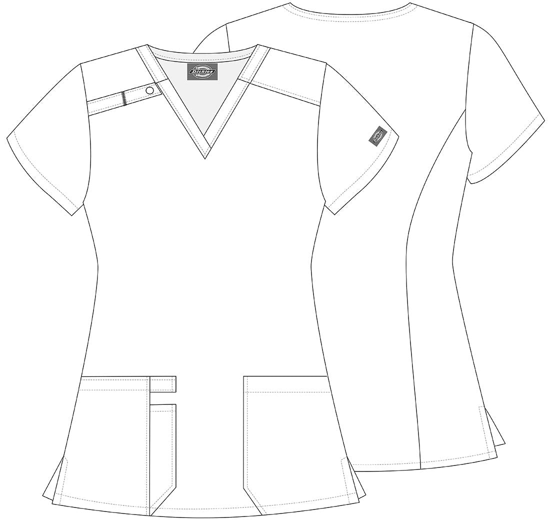 Butterflies Abloom Dickes EDS Print V Neck Scrub Top DK616 BTAB - Scrubs Select