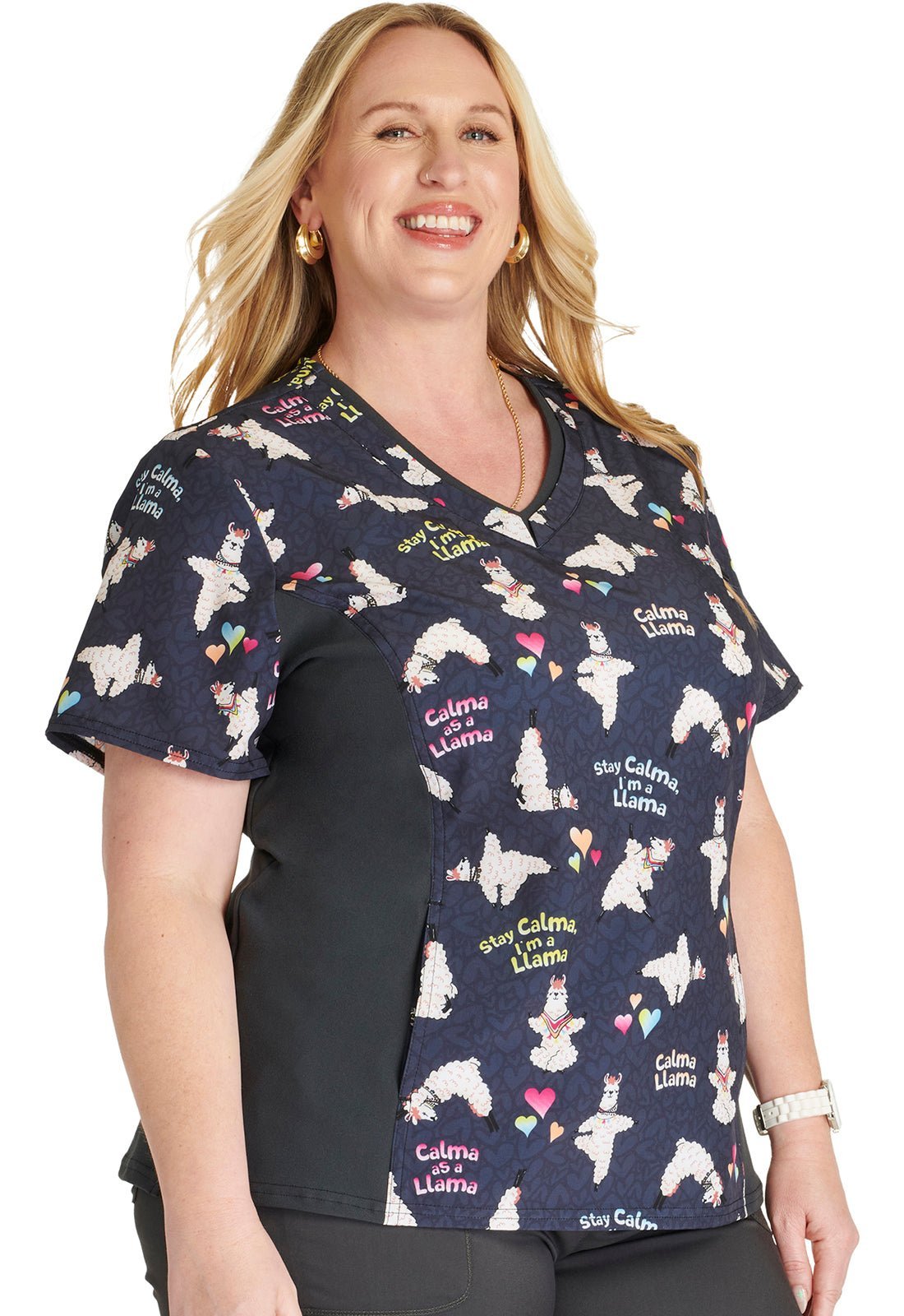 Calma Llama Cherokee Print V Neck Scrub Top CK794 CLMA - Scrubs Select