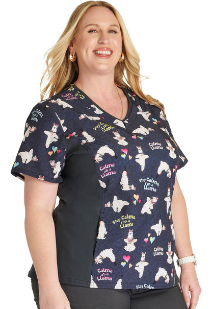 Calma Llama Cherokee Print V Neck Scrub Top CK794 CLMA - Scrubs Select