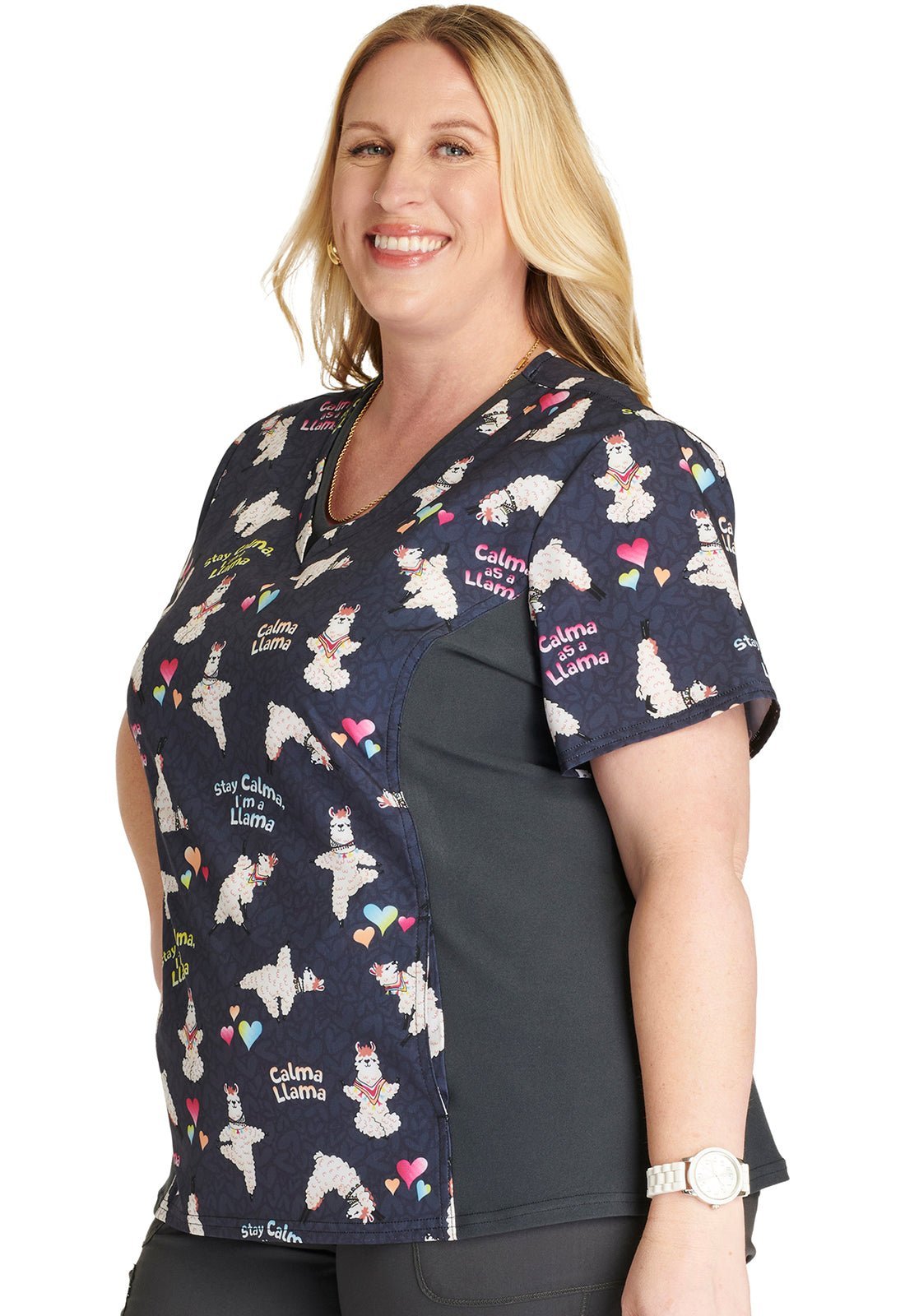 Calma Llama Cherokee Print V Neck Scrub Top CK794 CLMA - Scrubs Select