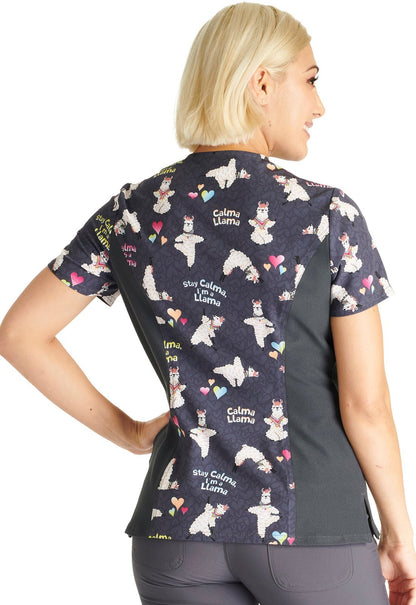 Calma Llama Cherokee Print V Neck Scrub Top CK794 CLMA - Scrubs Select