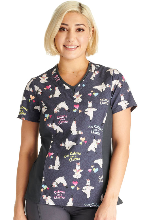 Calma Llama Cherokee Print V Neck Scrub Top CK794 CLMA - Scrubs Select