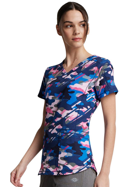 Camo Dickies Dynamix Print V Neck Scrub Top DK731 CAIL - Scrubs Select
