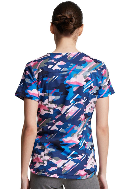 Camo Dickies Dynamix Print V Neck Scrub Top DK731 CAIL - Scrubs Select