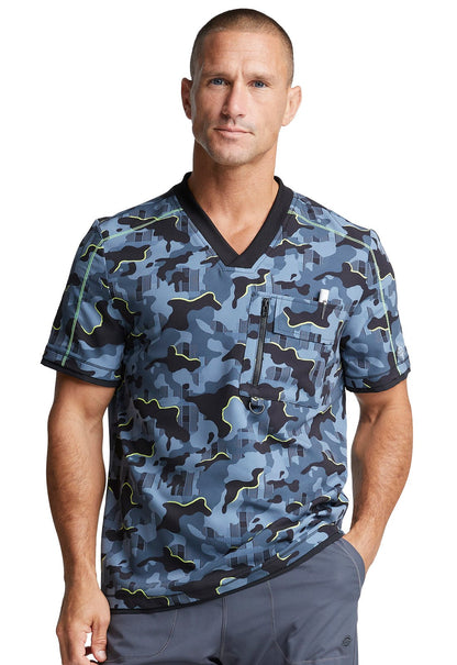 Camo Print Dickies Dynamix Men's V Neck Scrub Top DK779 TGWN - Scrubs Select