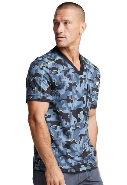 Camo Print Dickies Dynamix Men's V Neck Scrub Top DK779 TGWN - Scrubs Select