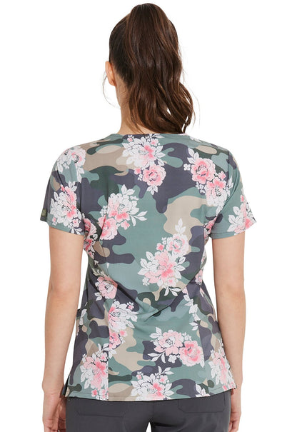 Camo's Abloom Dickies Floral Print V Neck Scrub Top DK616 CLBM - Scrubs Select