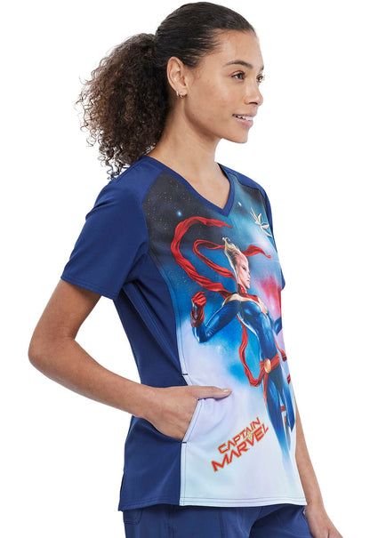 Captain Marvel Cherokee Tooniforms V Neck Scrub Top TF637 MARV - Scrubs Select
